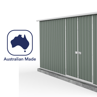Absco 4.48mW x 3.00mD x 2.06mH Double Door Workshop Shed - Pale Eucalypt - Shed City